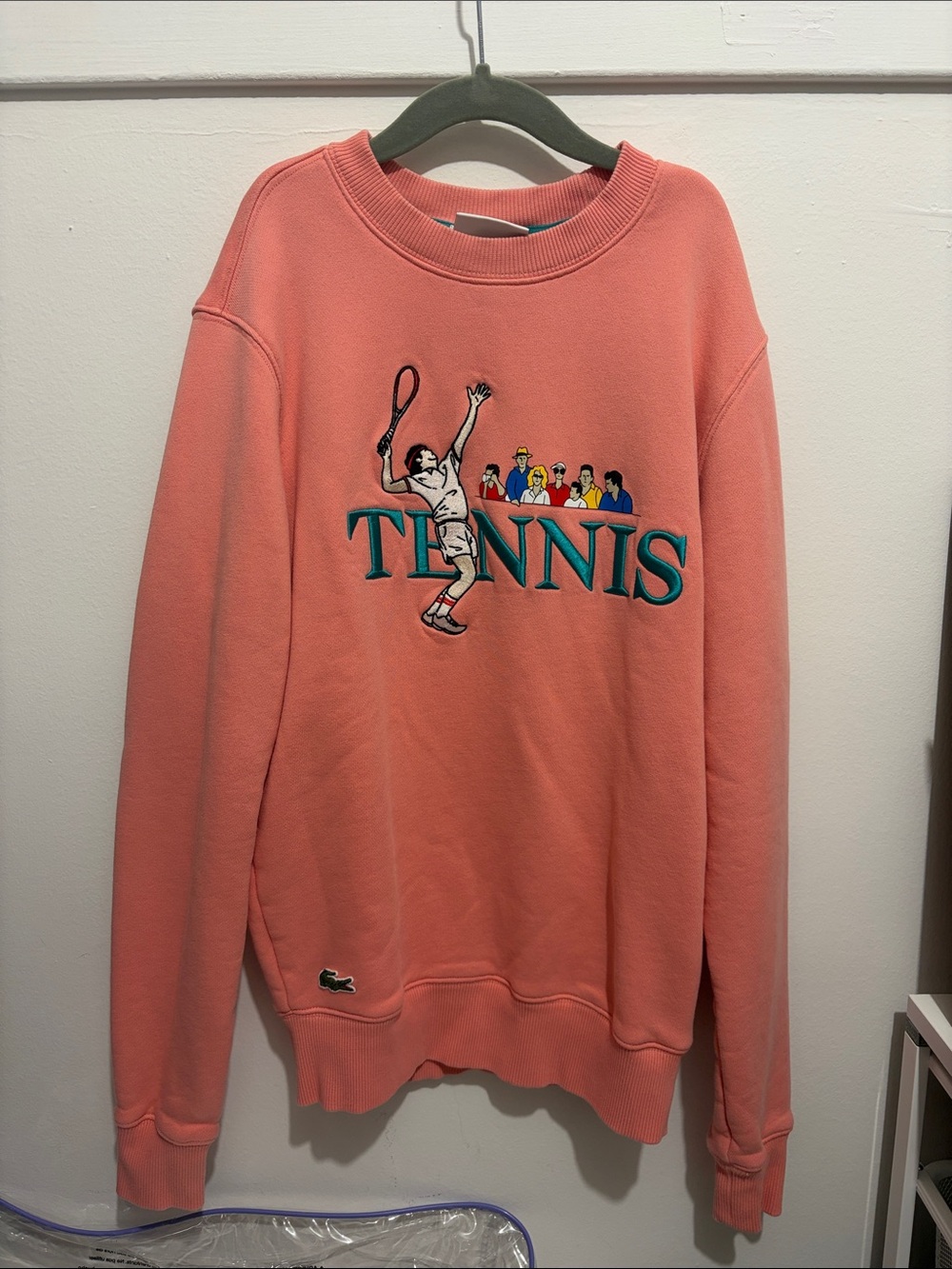 Lacoste Unisex xxs Coral Crewneck Sweatshirt with Tennis Graphic